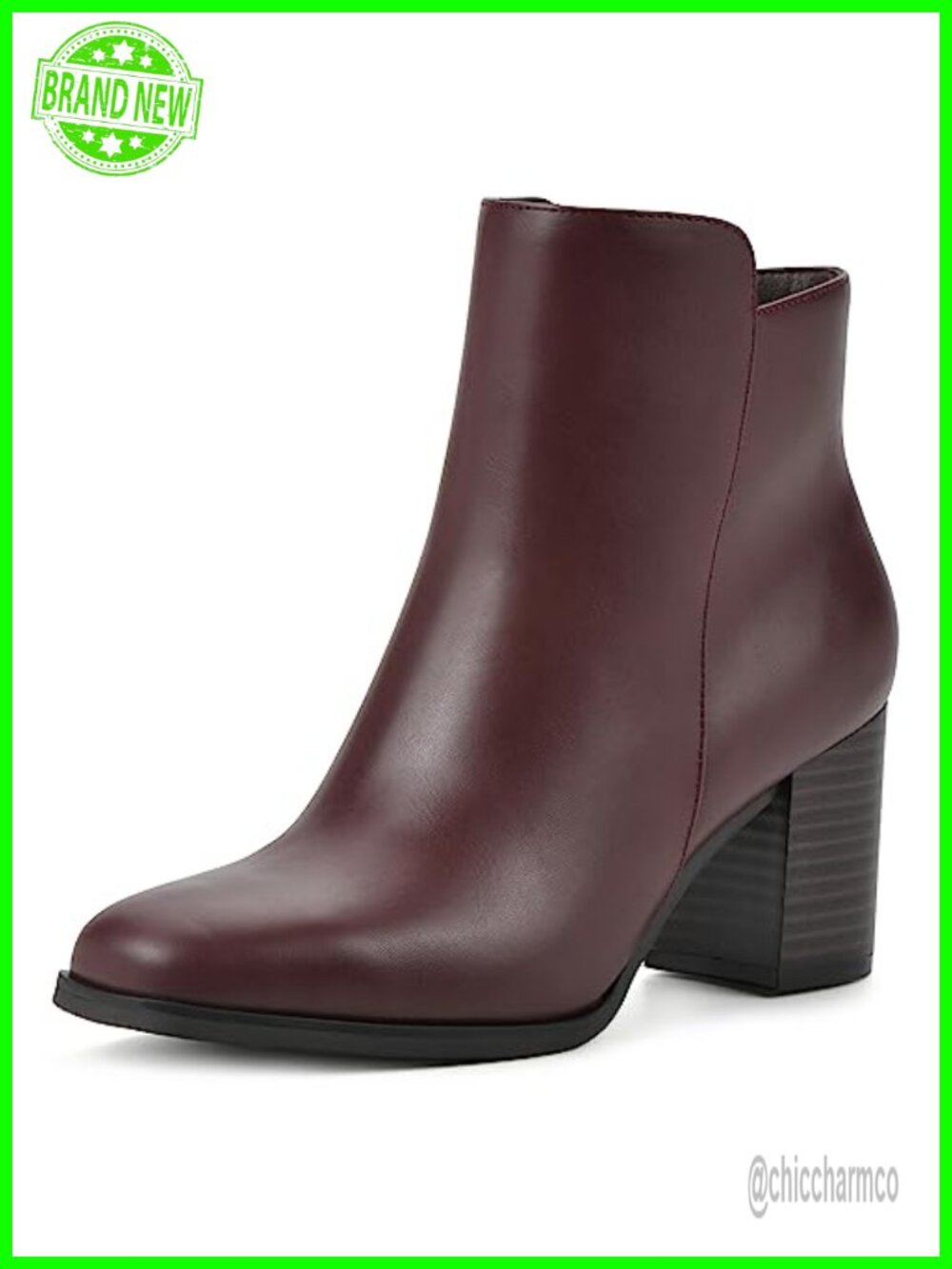 Women's Vogued Block Heel Ankle Bootie Faux Stacked Heel PU Inside Zip